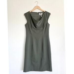 Laundry by Design Cowl Neck Sheath Dress Sleeveless Midi Dark Olive Quiet Luxury